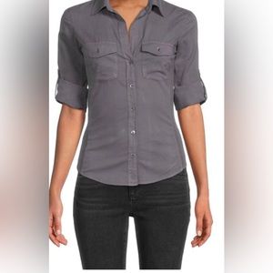 James Perse ribbed panel button front top